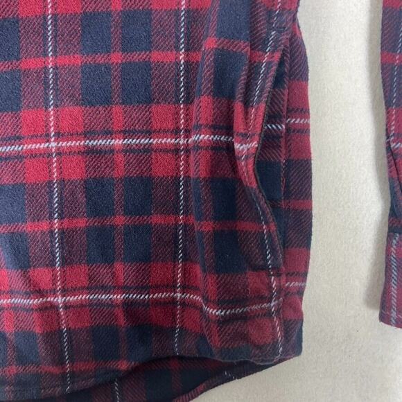 Orvis Flannel Shirt Jacket Mens M Red Black Plaid Shacket Chest Pockets - Picture 8 of 9